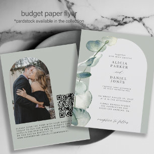 QR CODE Budget weise Arch FOTO Hochzeitseinladung Flyer