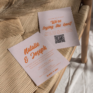 QR-Code Bunt Fett Lustig Bunt Retro-Hochzeit  Einladung