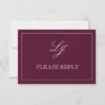 QR Code Burgundy Script Monogram Wedding RSVP