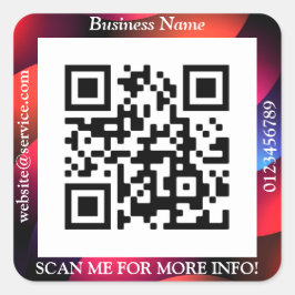 QR Code Bus. Name Website Promo, geometrisch/weiß Quadratischer Aufkleber