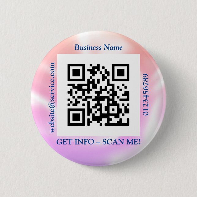 QR Code Bus. Name Website Promo, Iridescent Button (Vorderseite)
