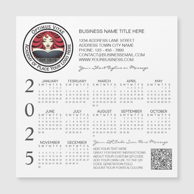 QR Code Business 2025 Kalender-Logo Magnetkarte (Vorderseite)