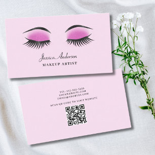 QR Code Business Card für moderne rosa Makeup Küns Visitenkarte