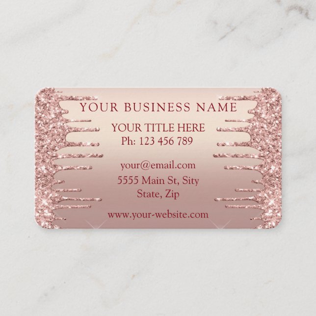 QR Code Business Card mit Rose Gold Blush Glitzer Visitenkarte (Vorderseite)