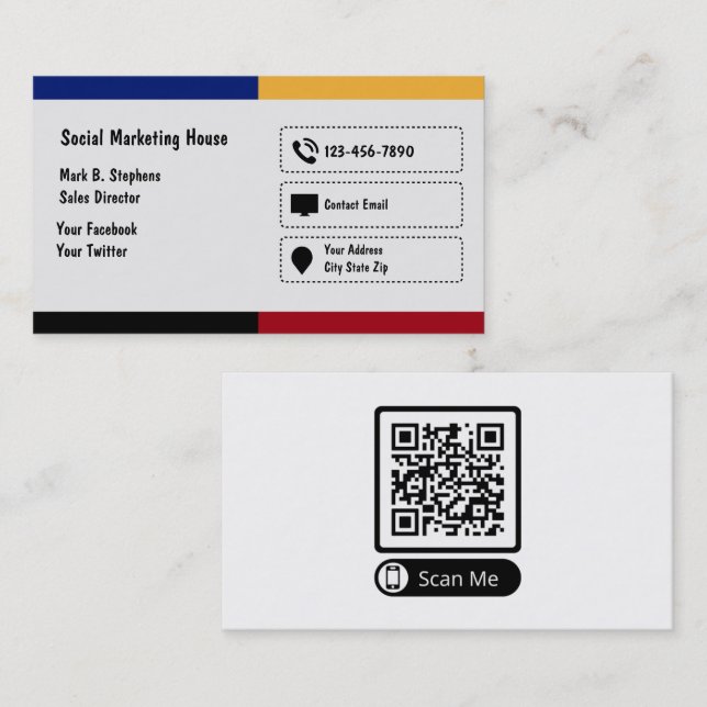 QR Code Business Contact Cards für Social Media Telefonnummerkarte (Vorne/Hinten)