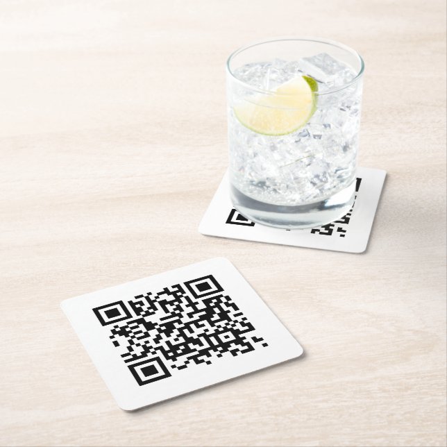 QR Code Business Corporate Minimalistisch White Rechteckiger Pappuntersetzer (Vor Ort)