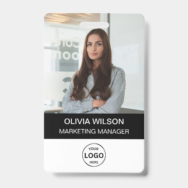 Qr Code Business ID Card Moderner Foto Mitarbeiter Ausweis (Vorderseite)