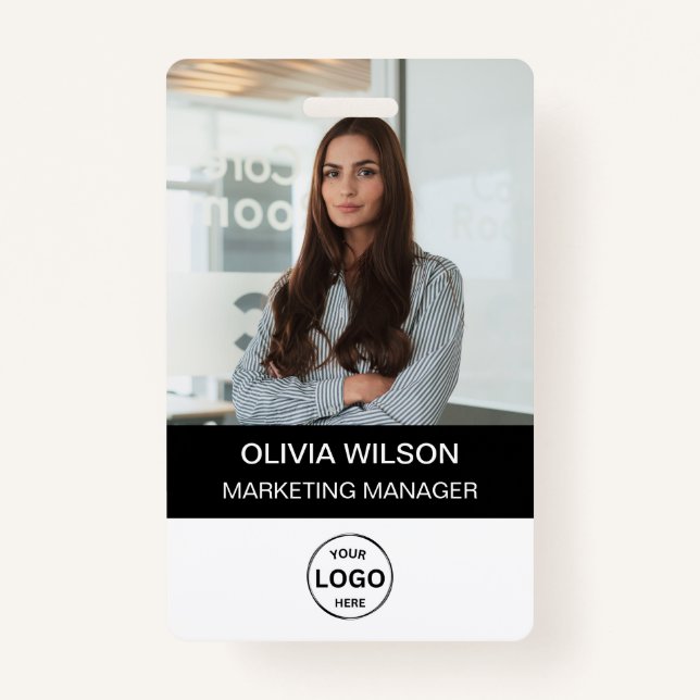 Qr Code Business ID Card Moderner Foto Mitarbeiter Ausweis (Vorderseite)