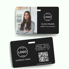 Qr Code Business ID Card Moderner Foto Mitarbeiter Ausweis