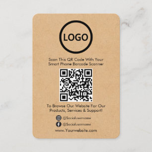 QR Code Business Kraft Paper Social Media Enclosur Begleitkarte