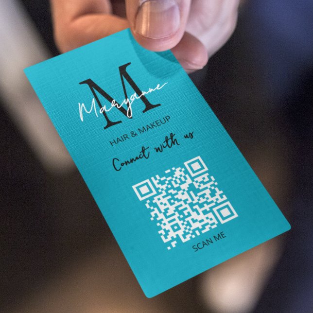QR Code Business Logo Aqua Blue Visitenkarte (Von Creator hochgeladen)