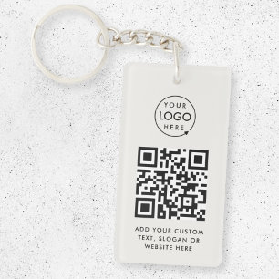 QR-Code   Business-Logo Beruflich Einfach grau Schlüsselanhänger