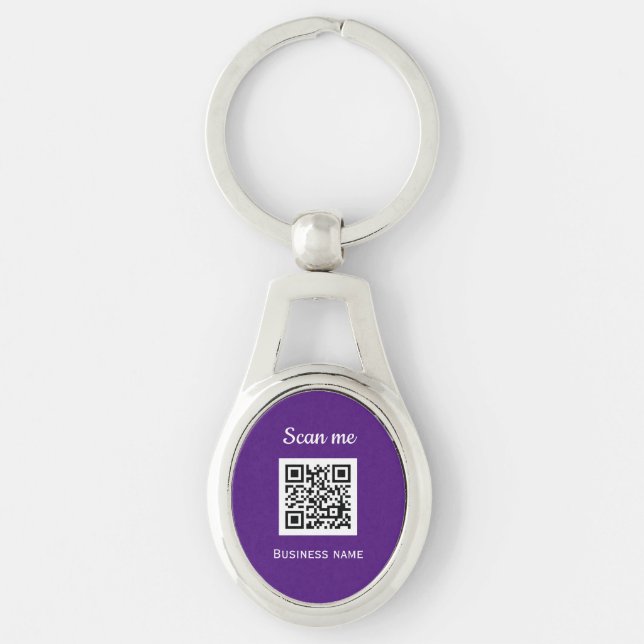 QR-Code-Business-Logo Beruflich Lila Schlüsselanhänger (Vorderseite)