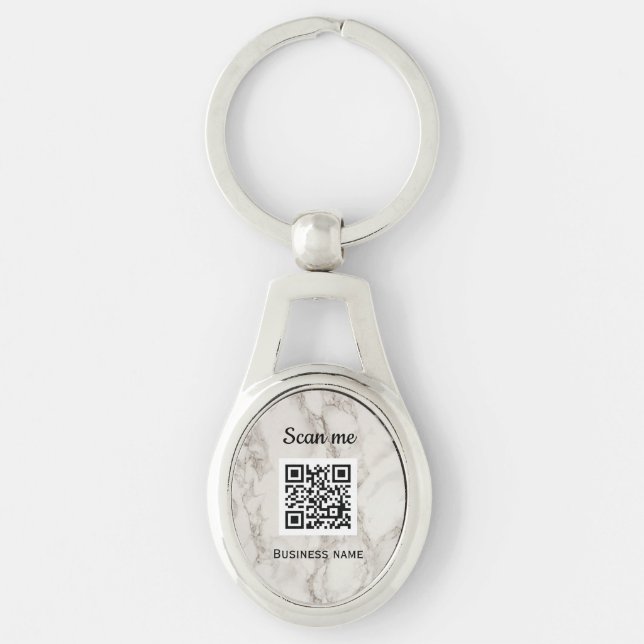 QR-Code-Business-Logo-Beruflich-Marmor Schlüsselanhänger (Vorderseite)
