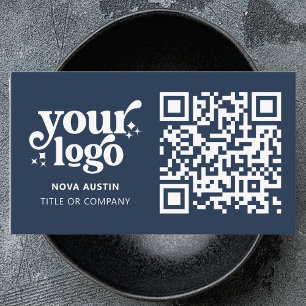 QR-Code-Business-Logo Beruflich Modernes Blau Visitenkarte