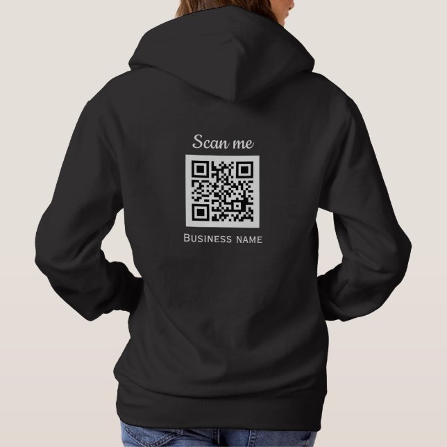 QR-Code-Business-Logo Beruflich Schwarz Hoodie (Rückseite)