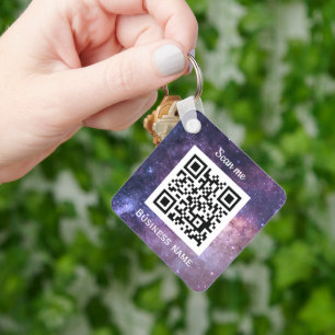 QR Code Business Logo Beruflich Space Galaxy Schlüsselanhänger