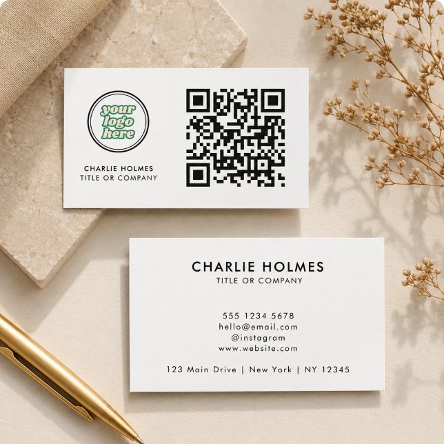 QR-Code-Business-Logo | beruflich Visitenkarte (QR Code Business Logo | white Modern Professional Card)