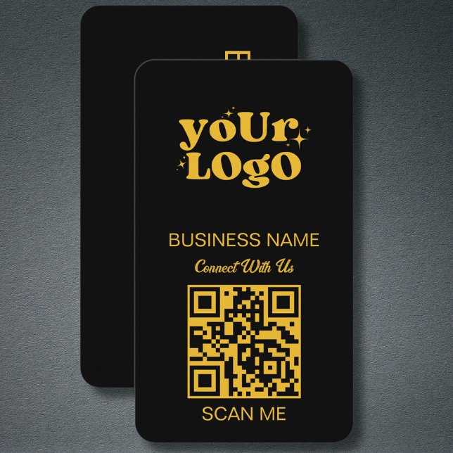 QR-Code-Business-Logo | Black Gold Modern Visitenkarte (Von Creator hochgeladen)