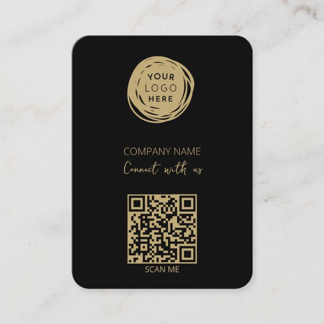 QR Code Business Logo Black Mighty Visitenkarte (Vorderseite)