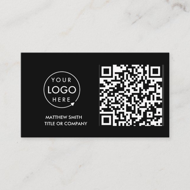 QR-Code-Business-Logo | Black Modern Beruflich Visitenkarte (Vorderseite)