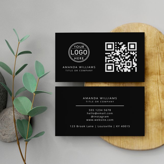 QR-Code-Business-Logo | Black Modern Beruflich Visitenkarte (Von Creator hochgeladen)