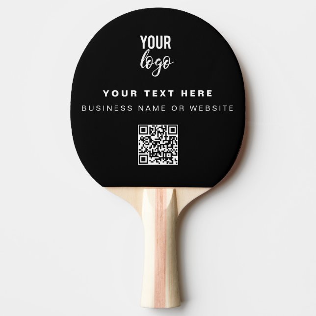 QR Code Business Logo Black Simple Table Tennis Tischtennis Schläger (Vorderseite)
