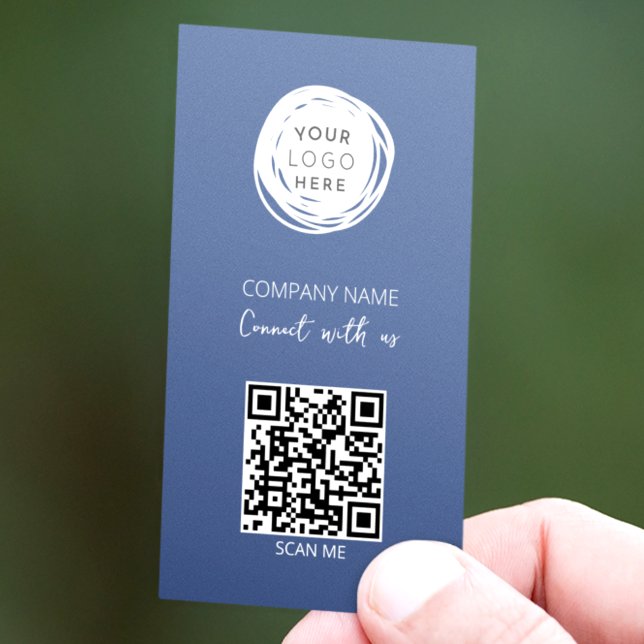 QR Code Business Logo Blue Modern Visitenkarte (Von Creator hochgeladen)