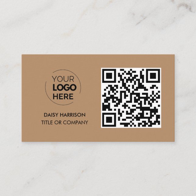 QR-Code-Business-Logo | Brown Modern Beruflich Visitenkarte (Vorderseite)