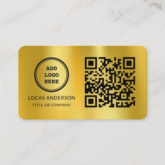 QR-Code-Business-Logo | Gold Modernes Beruflich Visitenkarte (Vorderseite)