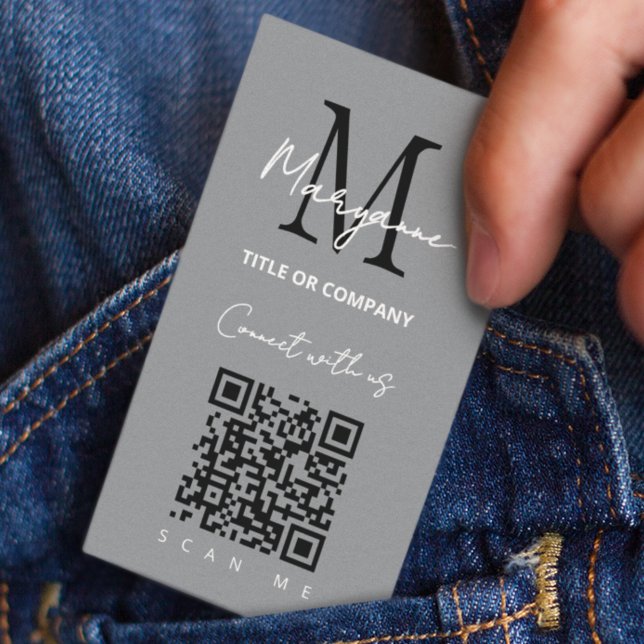 QR-Code-Business-Logo Grau Visitenkarte (Von Creator hochgeladen)