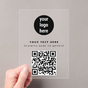 QR Code Business-Logo Modern Minimalistisch Schwar Acryleinladungen