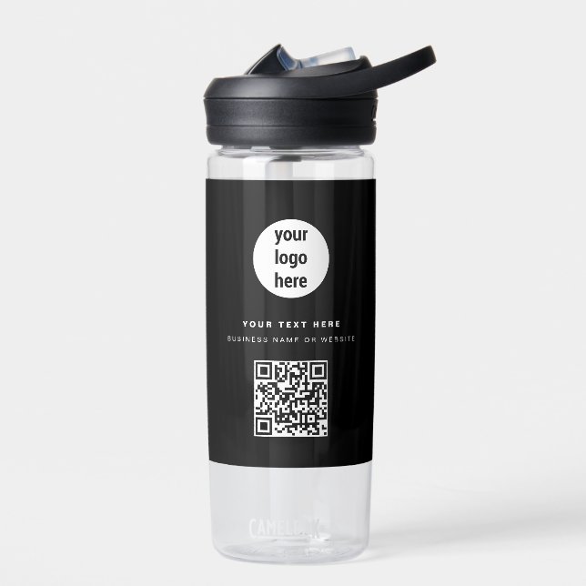 QR Code Business-Logo Modern Minimalistisch Schwar Trinkflasche (Links)