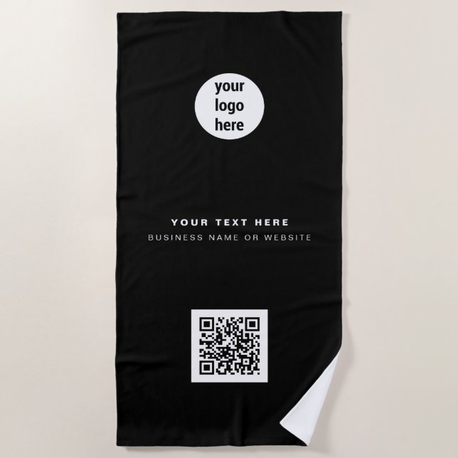 QR-Code-Business-Logo Modern Minimalistisch Strandtuch (Vorderseite)