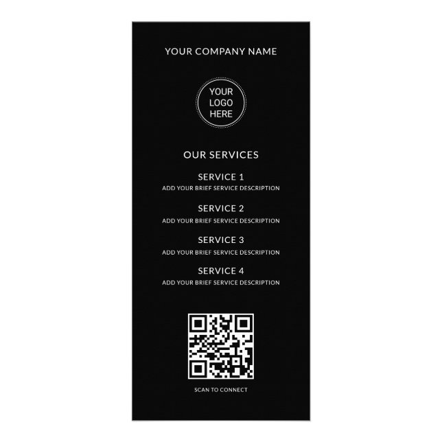 QR Code Business Logo Modern Professional Black Werbekarte (Vorne)