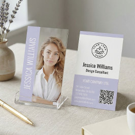 QR Code Business Logo Modern Professional Lavender Visitenkarte