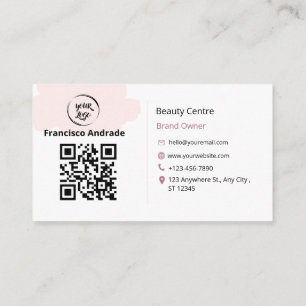 QR-Code-Business-Logo   Moderne rosafarbene Visite Visitenkarte