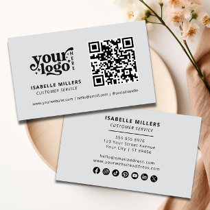 QR Code Business-Logo Modernes Beruflich-Grau Visitenkarte