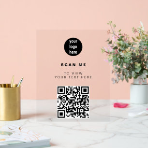 QR Code Business-Logo Modernes Minimalistisches Co Acrylschild