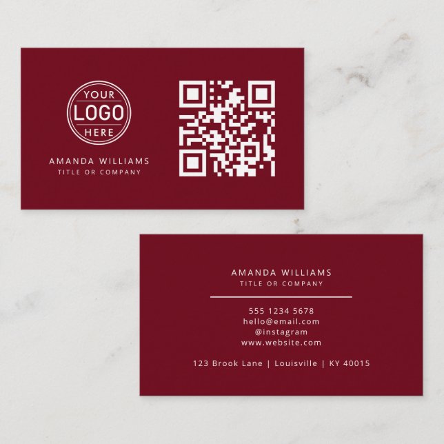 QR-Code-Business-Logo | Red Modern Beruflich Visitenkarte (Vorne/Hinten)