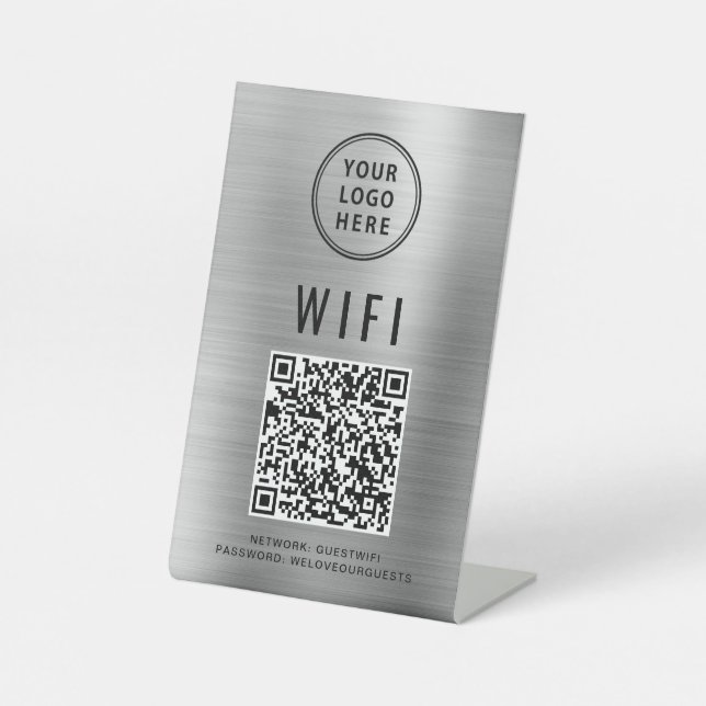 QR-Code Business-Logo-Scan für Wifi-Verbindung zum Sockelschild (Vorderseite)