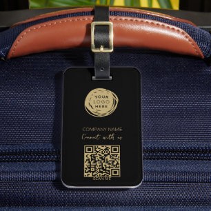 QR Code Business-Logo Schwarz Gepäckanhänger