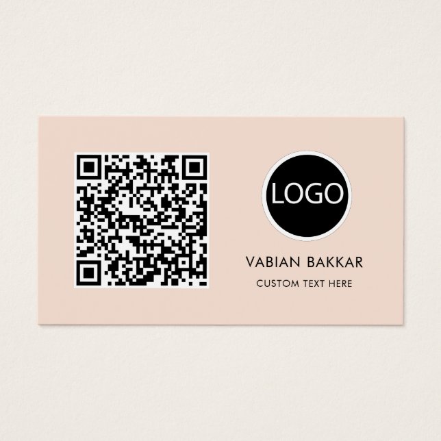 QR Code Business-Logo Schwarz Moderne Visitenkarte (Vorderseite)