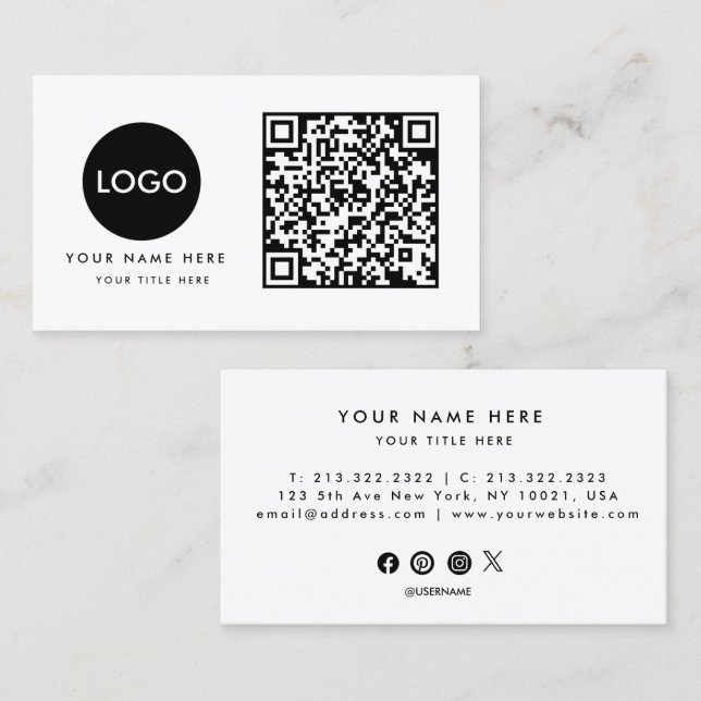 QR-Code-Business-Logo Visitenkarte (Vorne/Hinten)