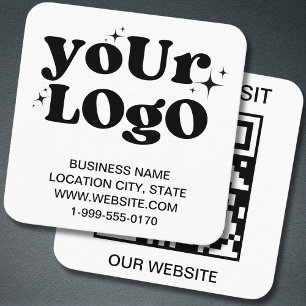 QR Code Business-Logo Weiß, modern Quadratische Visitenkarte