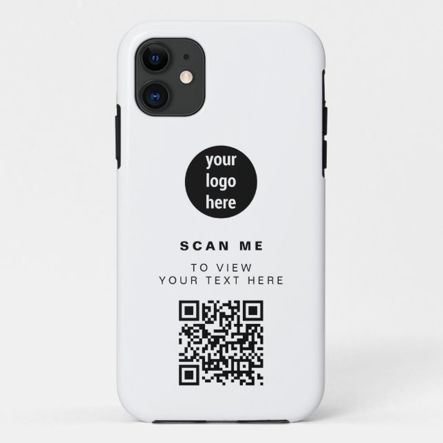 QR-Code-Business-Logo Weißes Minimalistisches Unte Case-Mate iPhone Hülle (Rückseite)