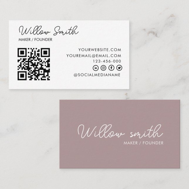 QR-Code-Business-Logo | White Modern Beruflich Visitenkarte (Vorne/Hinten)
