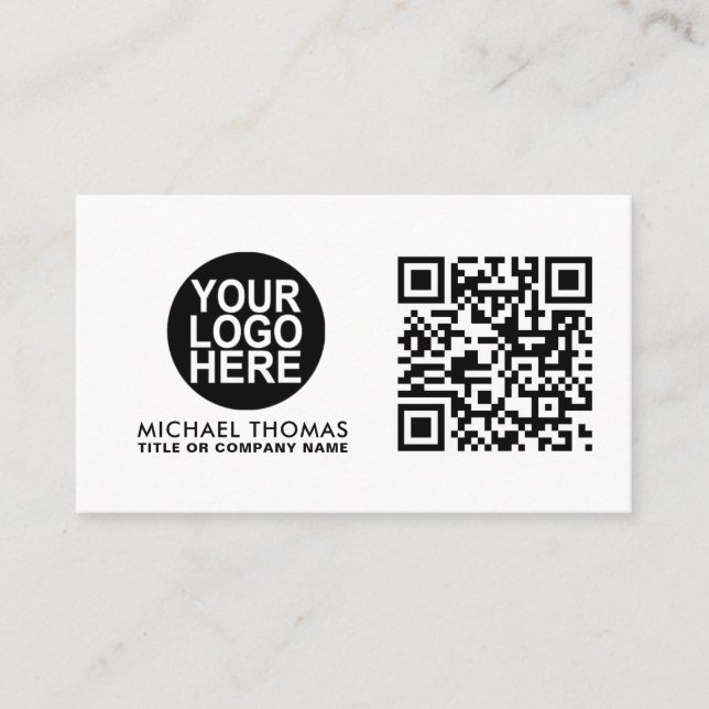 QR-Code-Business-Logo | White Modern Beruflich Visitenkarte (Vorderseite)