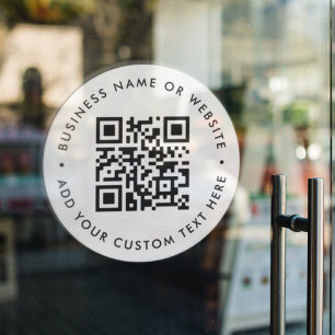 QR-Code Business Minimal White Scannable Round Fensteraufkleber