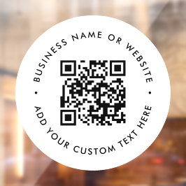 QR-Code | Business Minimal White Scannable Round Fensteraufkleber
